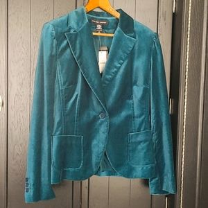 Ny and company teal velvet blazer